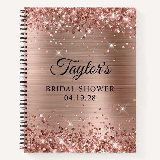 Carnet Rose Glitter Gold Foil Fête des mariées invité (Devant)