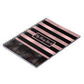 Carnet Rose Gold Black & Pink Modern Glam rayures (Côté gauche)