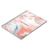 Carnet Rose Gold & Blue Marbled (Côté gauche)