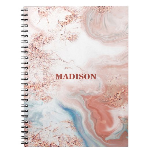 Carnet Rose Gold & Blue Marbled (Devant)