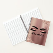 Carnet Rose Gold Blush Pink Monogram Glitter Eyelashes (Intérieur)