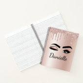 Carnet Rose Gold Blush Pink Monogram Glitter Eyelashes (Intérieur)