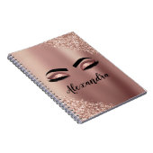 Carnet Rose Gold Blush Pink Monogram Glitter Eyelashes (Côté Droit)