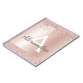 Carnet Rose Gold - Blush Pink Paillettes Métal Monogramme (Côté gauche)