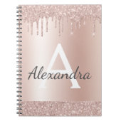 Carnet Rose Gold - Blush Pink Paillettes Métal Monogramme (Devant)