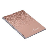 Carnet Rose Gold Blush Pink Parties scintillant Script Mo (Côté Droit)