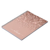 Carnet Rose Gold Blush Pink Parties scintillant Script Mo (Côté gauche)