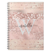 Carnet Rose Gold Brush Strots Parties scintillant Script  (Devant)