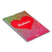 Carnet Rose Gold Coeur Rouge Pailleté Saint-Valentin Nom (Côté Droit)