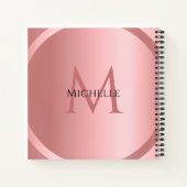 Carnet Rose Gold Custom Élégant Monogramme Moderne Modèle (Dos)