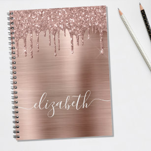 Carnet Rose Gold Dripping Glitter Personalized