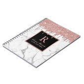 Carnet Rose Gold Drives Élégant Monogramme Marbre blanc (Côté gauche)