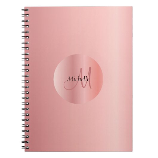 Carnet Rose Gold Elegant Monogram Modèle personnalisé (Devant)