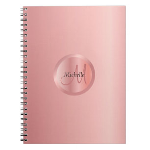 Carnet Rose Gold Elegant Monogram Modèle tendance