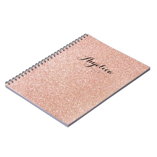 Carnet Rose Gold Faux Parties scintillant Nom de script p (Côté gauche)