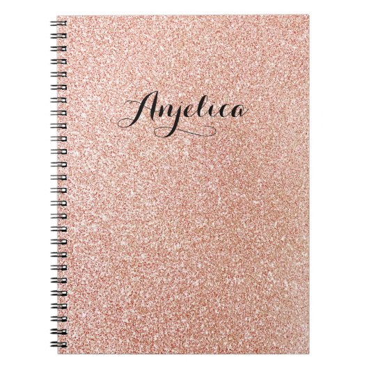 Carnet Rose Gold Faux Parties scintillant Nom de script p (Devant)