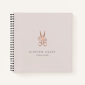 Carnet Rose Gold Floral Ciseaux Salon Logo (Devant)