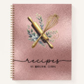 Carnet Rose Gold Foil & Gold Whisk Boulangerie Ustensiles (Devant)