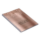 Carnet Rose Gold Glitter Drip Metallic Glam Boss Lady (Côté Droit)