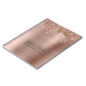 Carnet Rose Gold Glitter Drip Metallic Glam Boss Lady (Côté gauche)