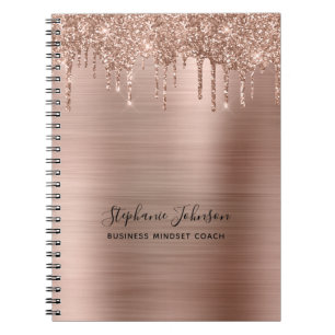 Carnet Rose Gold Glitter Drip Metallic Glam Boss Lady
