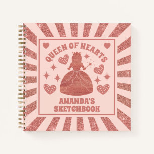 Carnet Rose Gold Glitter Queen Of Hearts Kids Sketchbook