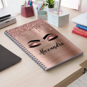 Carnet Rose Gold Glitter Sparkle Eyelashes Monogram
