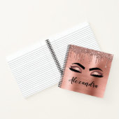 Carnet Rose Gold Glitter Sparkle Eyelashes Monogram (Intérieur)