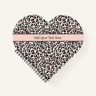 Carnet Rose Gold Imprimé Léopard Noir Tendance Chic cœur