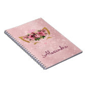 Carnet Rose Gold Kitty Sparkle Princess Monogramme Nom (Côté Droit)
