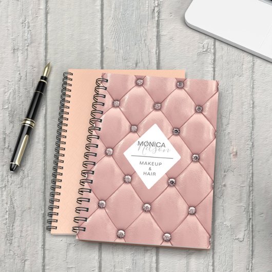 Carnet Rose Gold Luxueux Monogramme Brodé