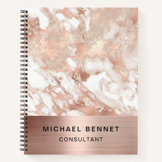 Carnet Rose Gold Metallic Marble Consultant Business (Devant)