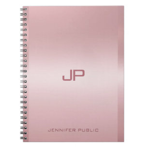 Carnet Rose Gold Monogramme Modèle Personnalisé
