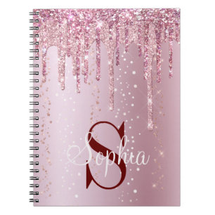 Carnet Rose Gold Monogramme Paillettes Brillantes qui Cou