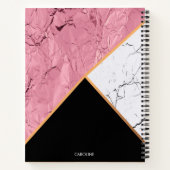 Carnet Rose Gold Noir et Motif Marbre blanc (Dos)