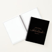 Carnet Rose Gold Noir Script Calligraphie Nom Sketchbook (Intérieur)