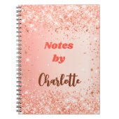 Carnet Rose gold orange nom écriture  (Devant)