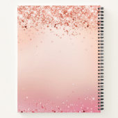 Carnet Rose Gold Pailleté Élégant Nom Script Monogrammé (Dos)