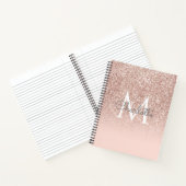 Carnet Rose Gold Pailleté Rose Clair Monogramme Élégant (Intérieur)