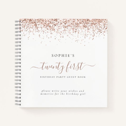 Carnet Rose Gold Parties scintillant 21ème anniversaire d (Devant)
