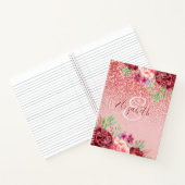 Carnet Rose Gold Parties scintillant Bourgogne Floral Per (Intérieur)