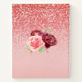 Carnet Rose Gold Parties scintillant Bourgogne Floral Per (Dos)