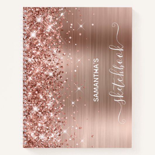 Carnet Rose Gold Parties scintillant et Foil Girly Sketch (Devant)