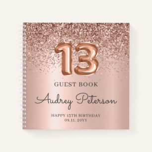Carnet Rose Gold Parties scintillant Foil 13e Anniversair