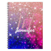 Carnet Rose Gold Parties scintillant Galaxy Espace Monogr (Devant)