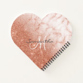 Carnet Rose Gold Parties scintillant Marbre Monogramme Co (Dos)