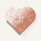 Carnet Rose Gold Parties scintillant Marbre Monogramme Co (Devant)