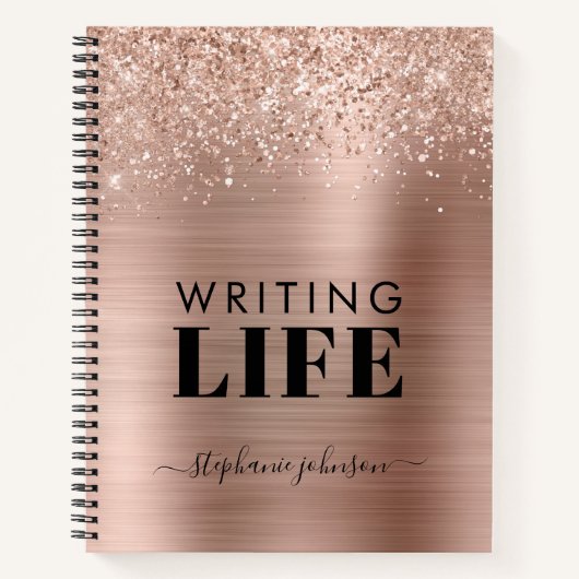 Carnet Rose Gold Parties scintillant Metallic Écrivains P (Devant)