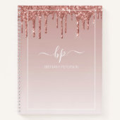 Carnet Rose Gold Parties scintillant Monogramme Moderne t (Devant)