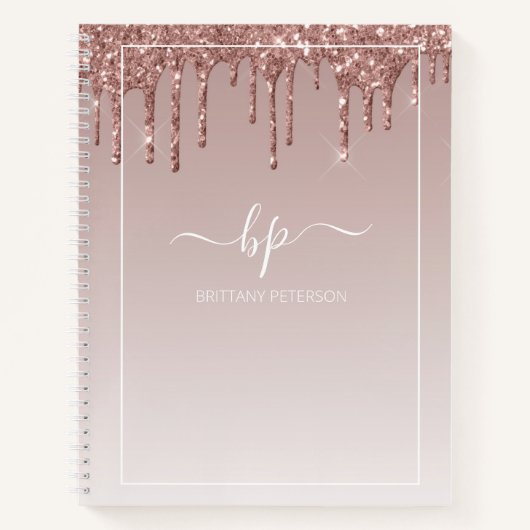 Carnet Rose Gold Parties scintillant Monogramme Moderne t (Devant)
